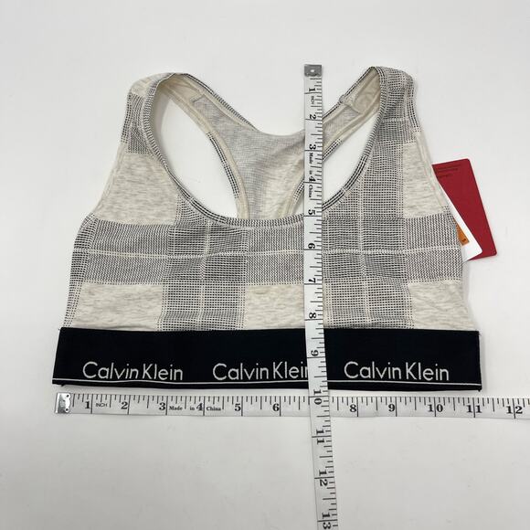 Calvin Klein Plaid Modern Cotton Wireless Unlined Bralette 2 Pack S Black, Tan - Picture 5 of 7